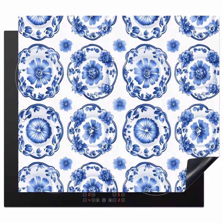 Protector de inducción - Platos decorativos - Flores - Azul — 1