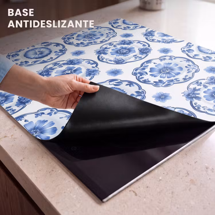 Protector de inducción - Platos decorativos - Flores - Azul — 6