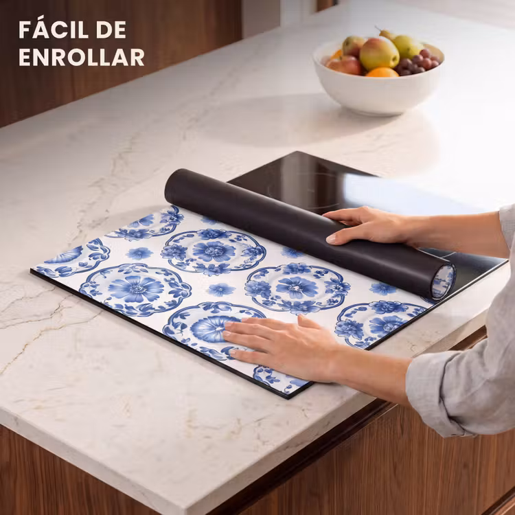 Protector de inducción - Platos decorativos - Flores - Azul — 7