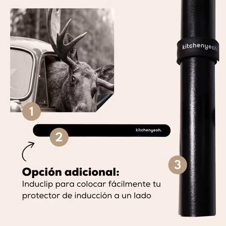 Protector de inducción - Alce - Coche - Cornamenta - Negro - Blanco — 8