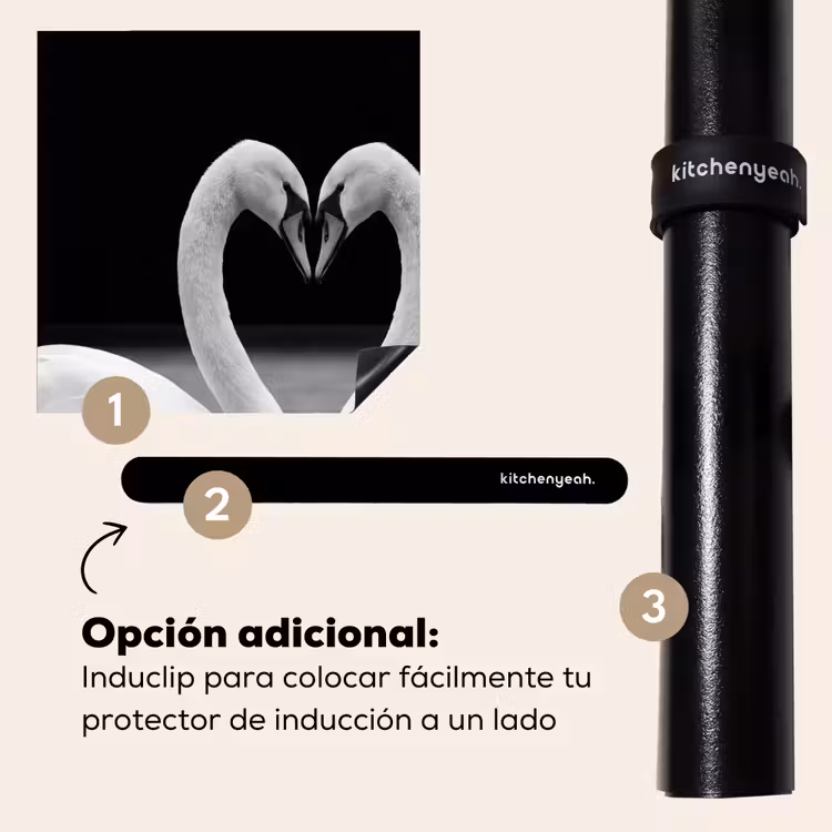 Protector de inducción - Cisnes - Corazón - Negro - Blanco — 8