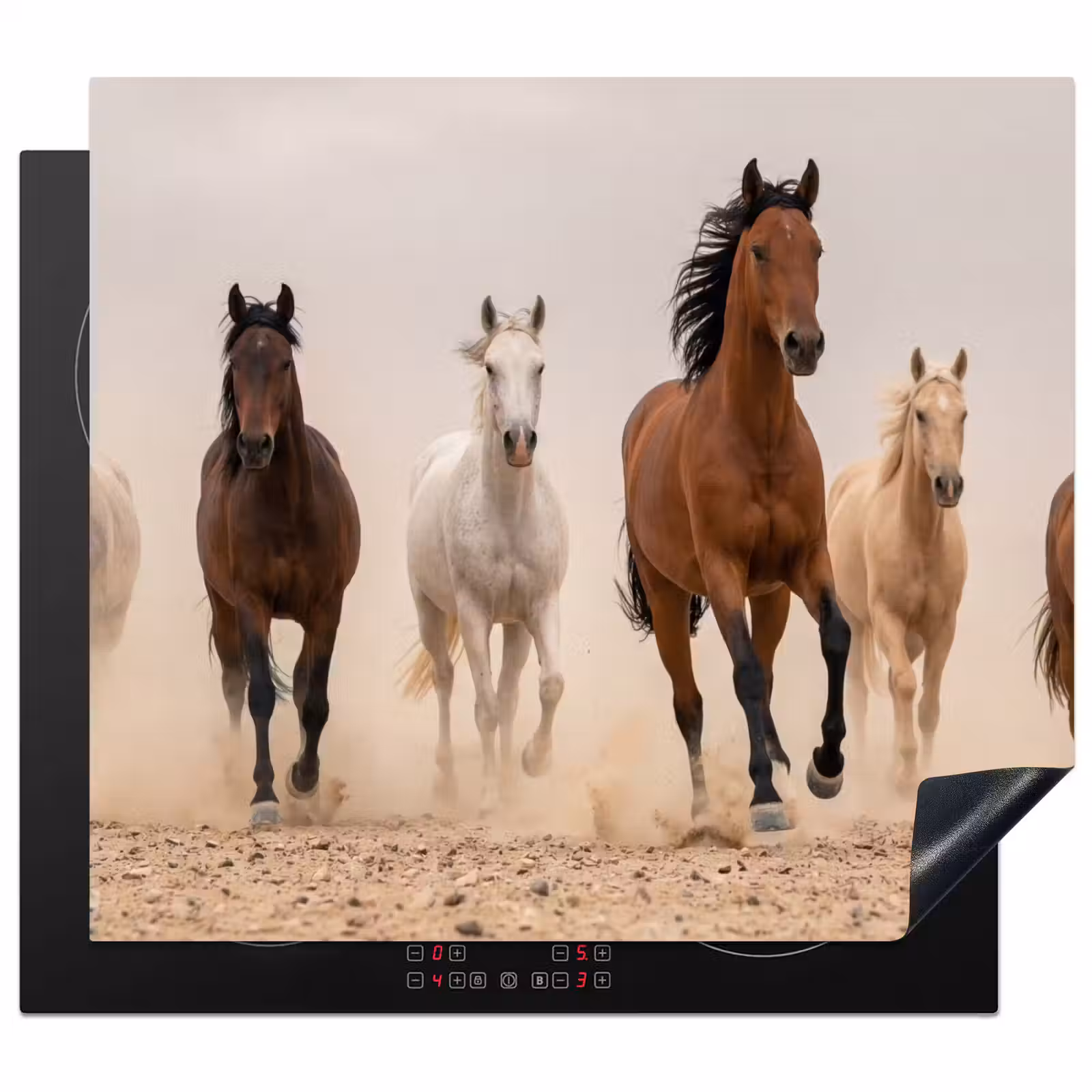 Protector de inducción - Manada de caballos - Nube de polvo - Marrón - Negro — 1