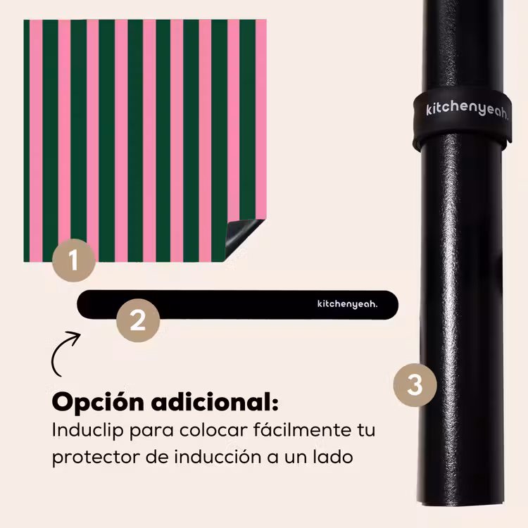 Protector de inducción - Rayas verticales - Verde - Rosa — 8