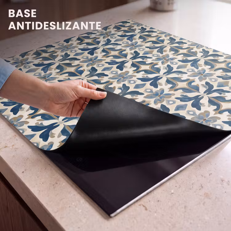 Protector de inducción - Azulejos - Estampado - Azul - Beige — 6