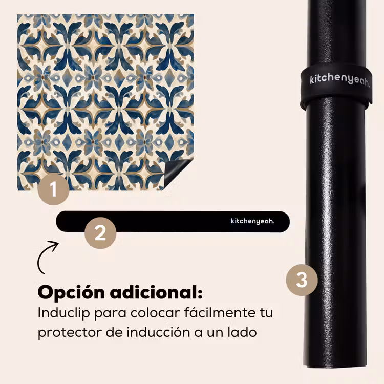 Protector de inducción - Azulejos - Estampado - Azul - Beige — 8
