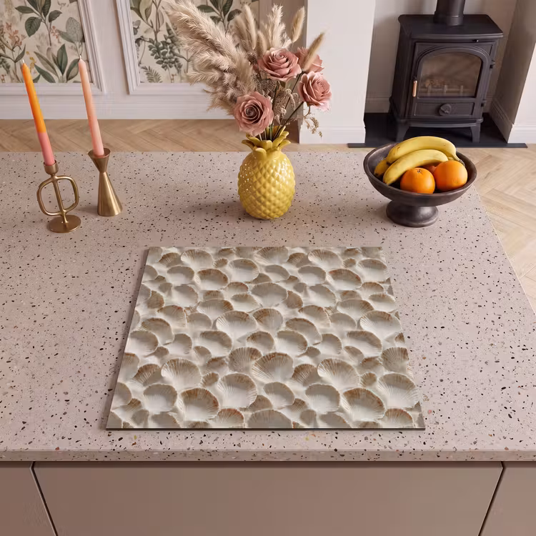 Protector de inducción - Conchas - Forma de abanico - Blanco — 3