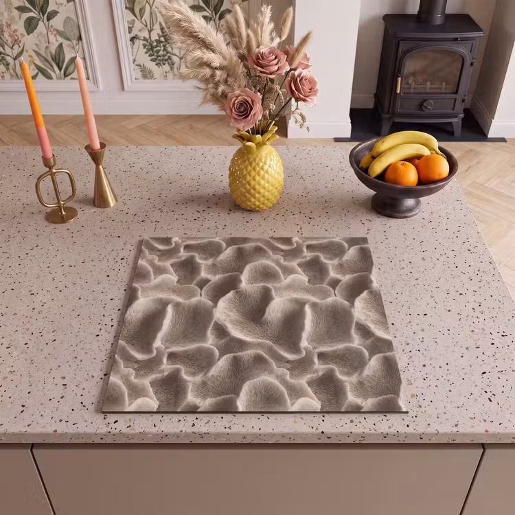 Protector de inducción - Forma de abanico - Beige - Textura de fibra — 3