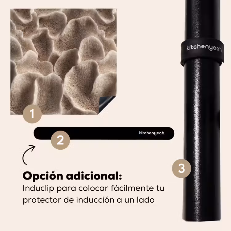 Protector de inducción - Forma de abanico - Beige - Textura de fibra — 8