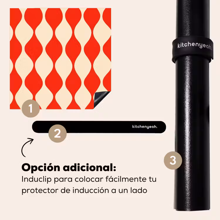 Protector de inducción - Motivo ondulado - Retro - Rojo - Beige — 8