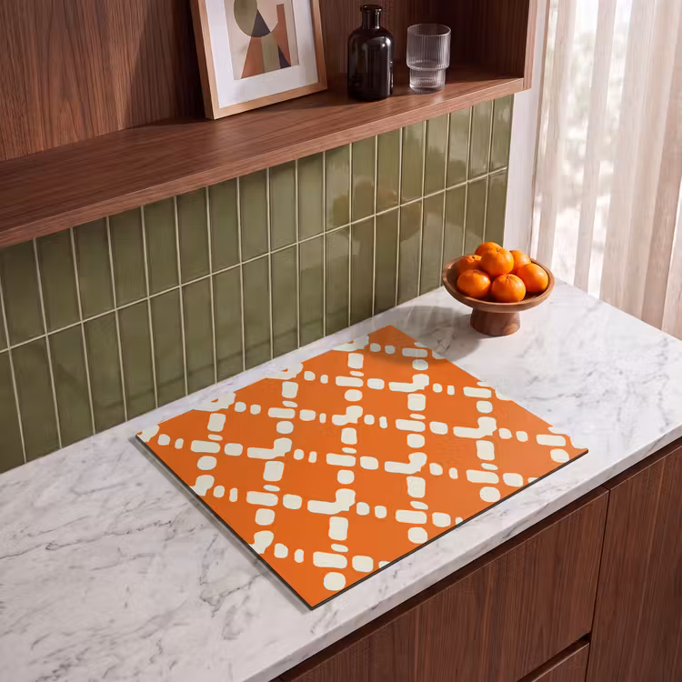 Protector de inducción - Naranja - A cuadros - Blanco — 4