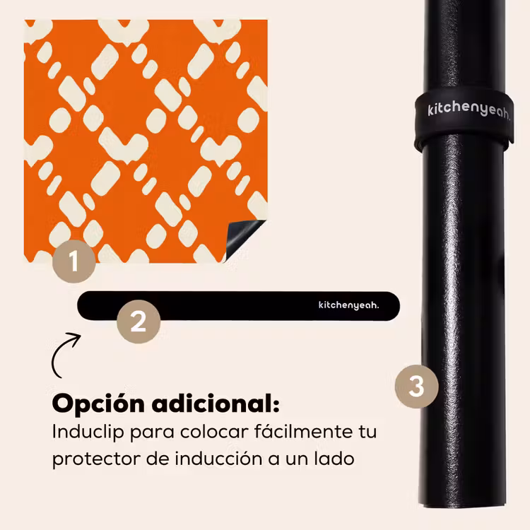 Protector de inducción - Naranja - A cuadros - Blanco — 8