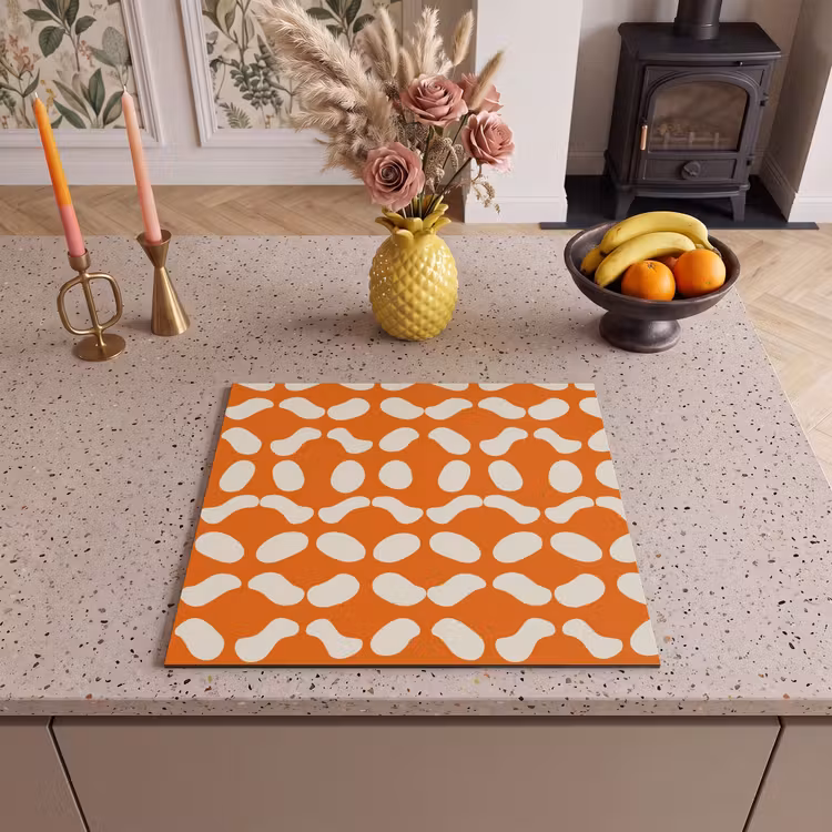 Protector de inducción - Naranja - Formas orgánicas - Blanco — 3