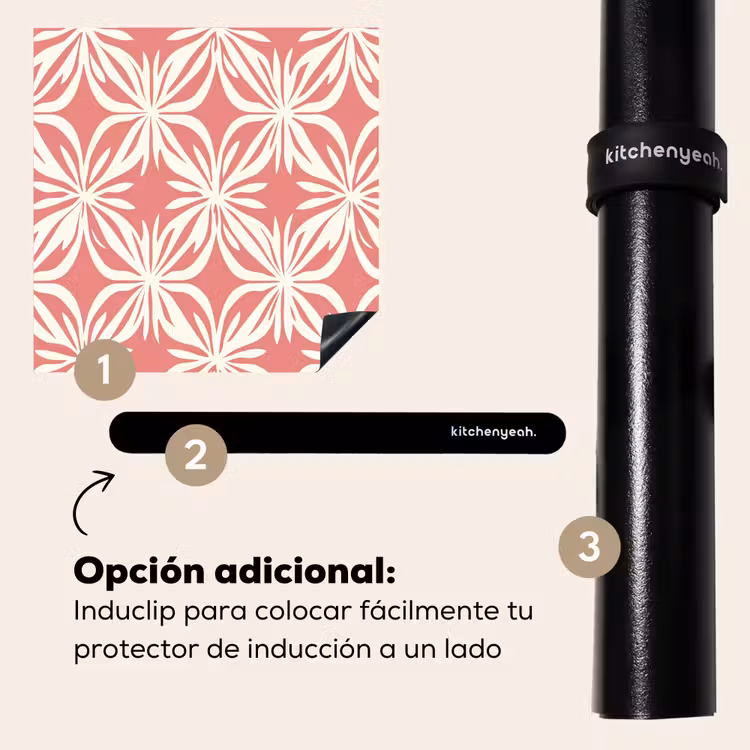 Protector de inducción - Rosa - Motivo floral - Blanco - Moderno — 8