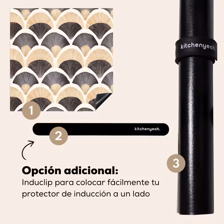 Protector de inducción - Abanico - Patrón - Negro - Beige — 8