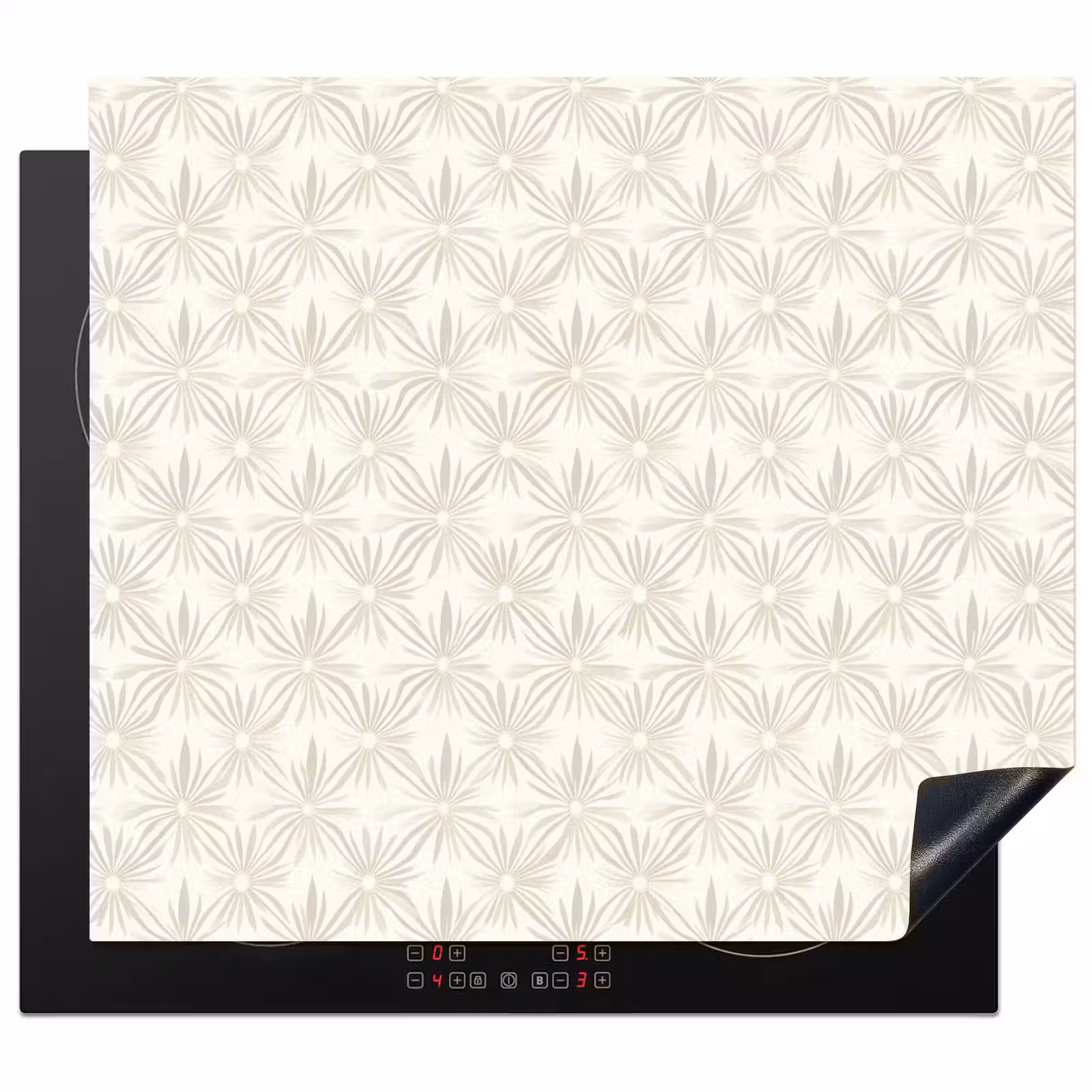 Protector de inducción - Motivo - Flores - Beige — 1