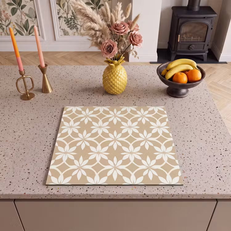 Protector de inducción - Flores - Estampado - Beige — 3