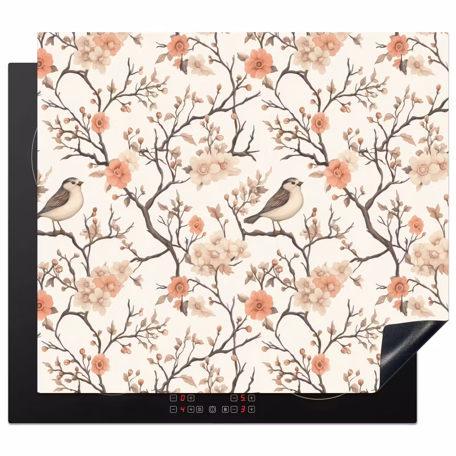 Protector de inducción - Cerezo en flor - Gorrión - Rosa — 1
