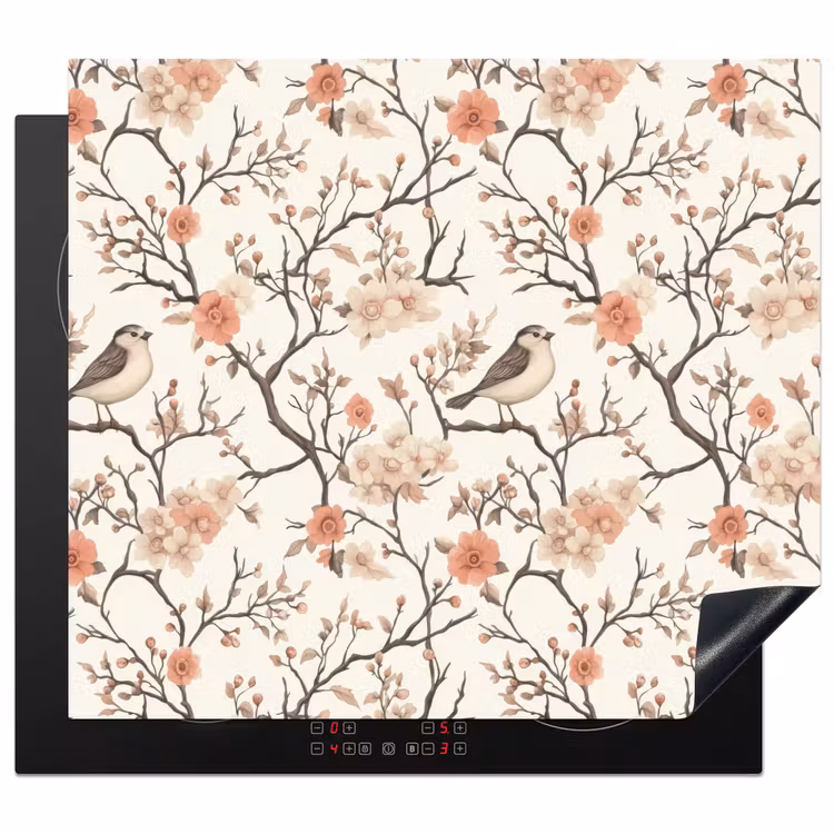 Protector de inducción - Cerezo en flor - Gorrión - Rosa — 1
