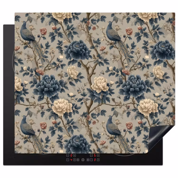 Protector de inducción - Pavo real - Flores - Azul — 1