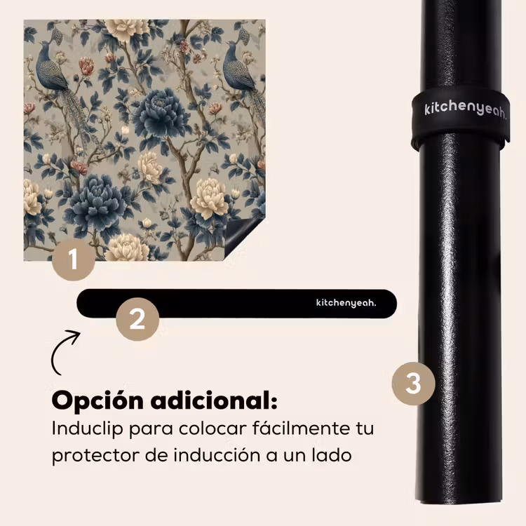 Protector de inducción - Pavo real - Flores - Azul — 8