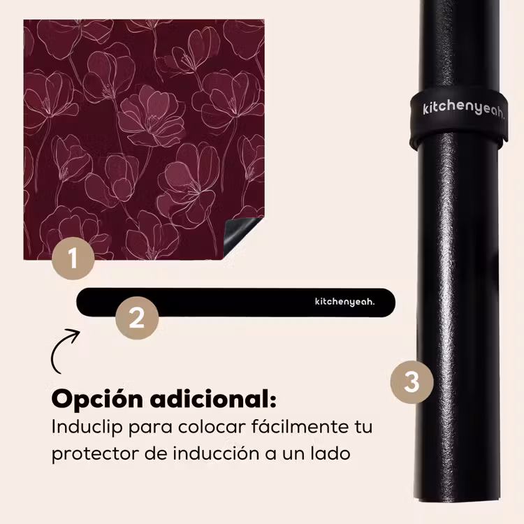 Protector de inducción - Flores - Patrón - Borgoña — 8
