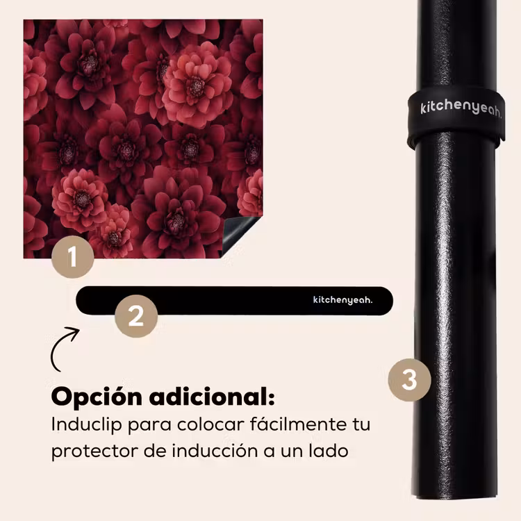 Protector de inducción - Dalias - Flores - Rojo — 8