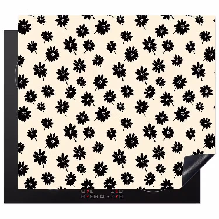 Protector de inducción - Margaritas - Gráfico - Negro - Beige — 1