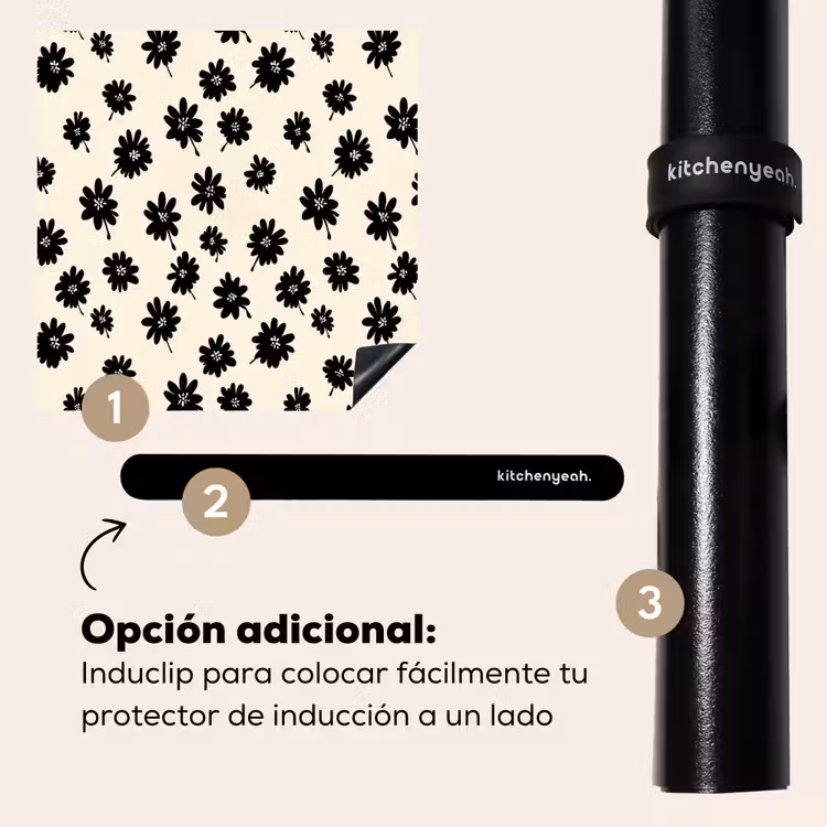 Protector de inducción - Margaritas - Gráfico - Negro - Beige — 8