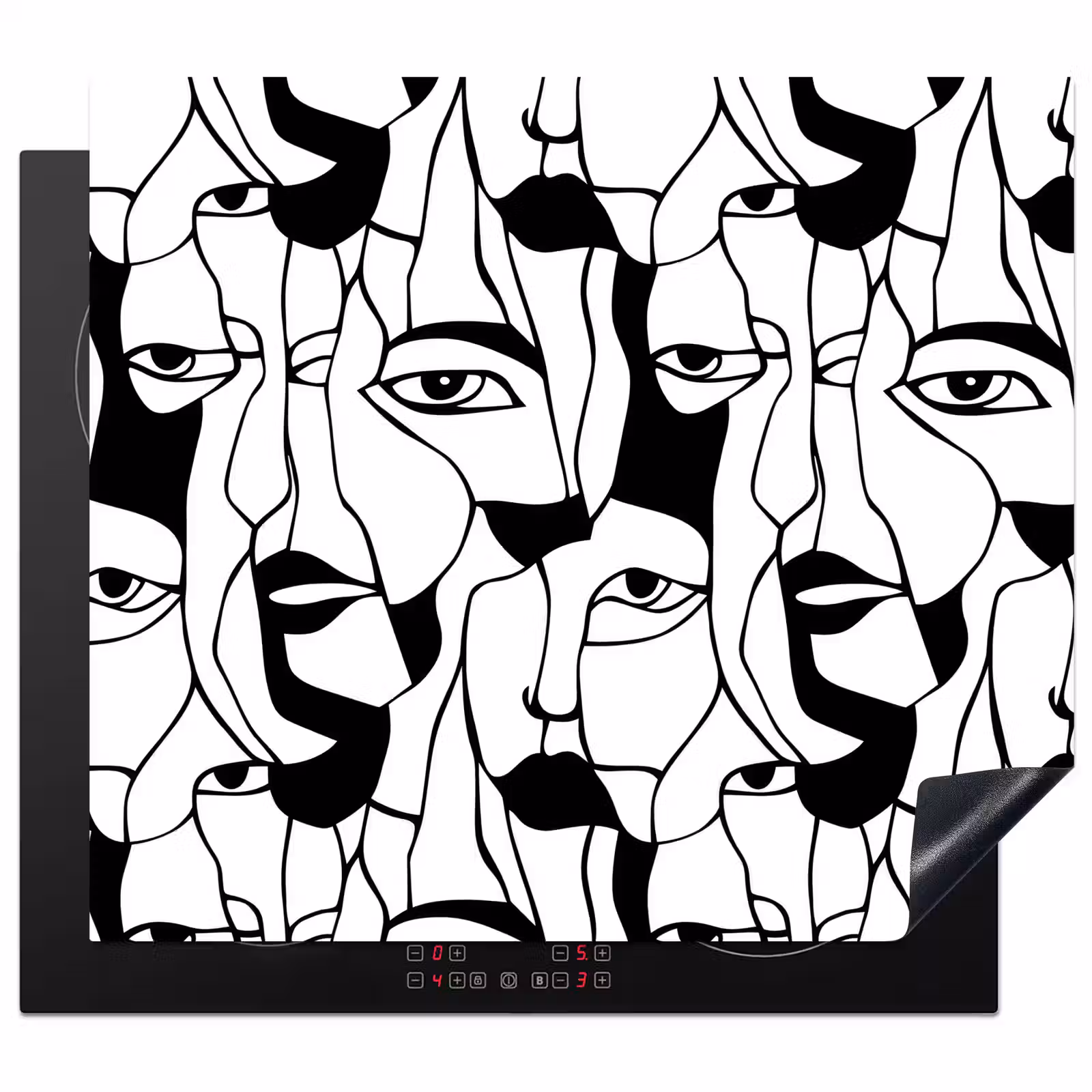 Protector de inducción - Líneas - Caras - Negro - Blanco — 1