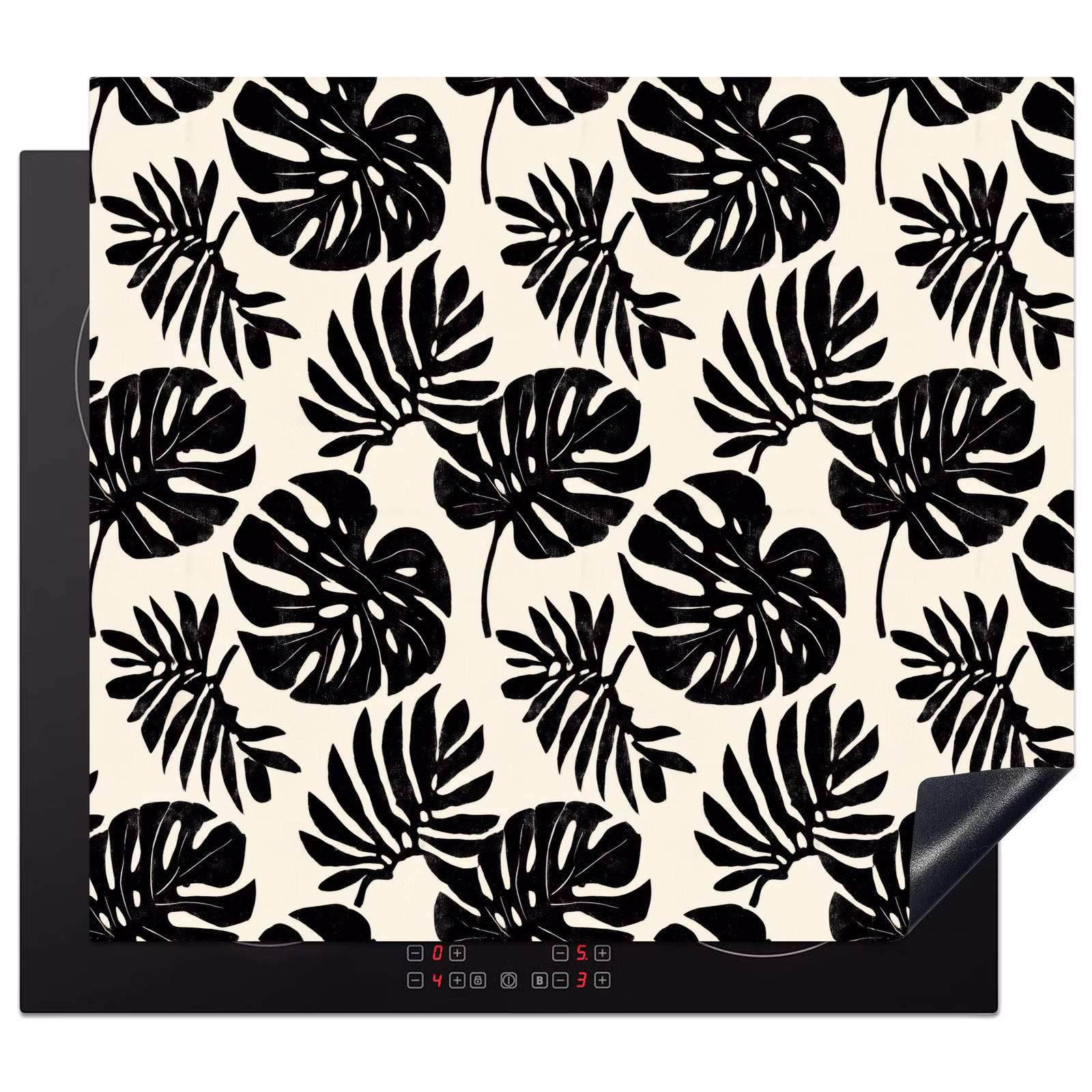 Protector de inducción - Moderno - Monstera - Negro — 1