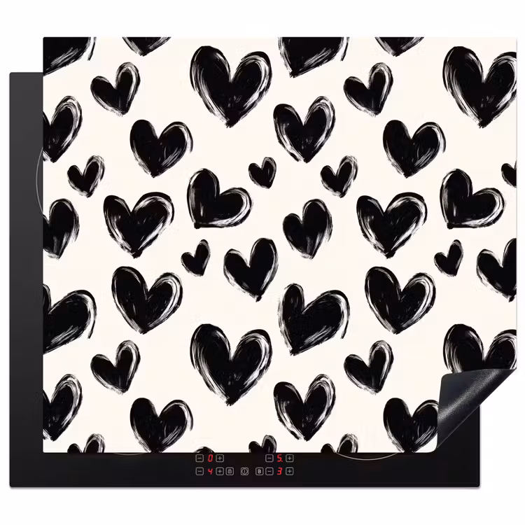 Protector de inducción - Corazones - Patrón - Negro — 1