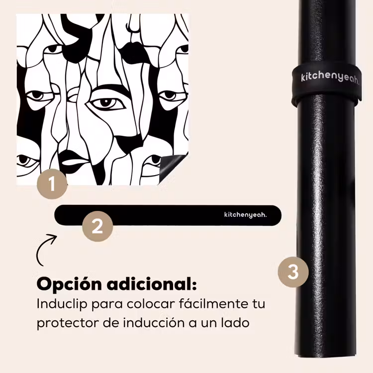 Protector de inducción - Líneas - Caras - Negro - Blanco — 8