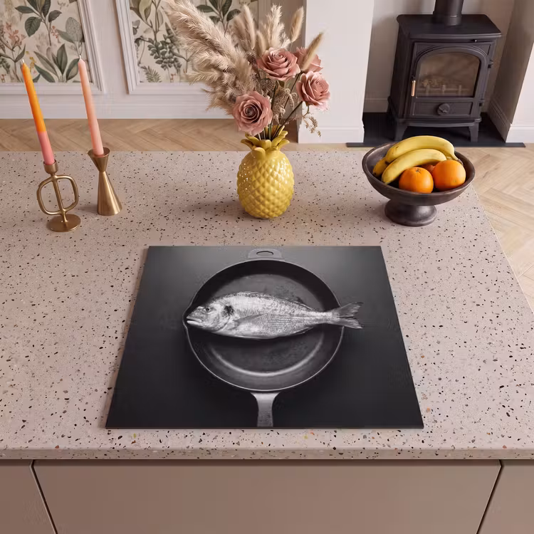 Protector de inducción - Sartén - Pescado - Negro - Blanco — 3
