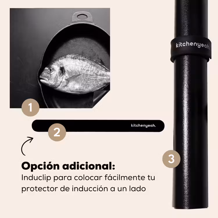 Protector de inducción - Sartén - Pescado - Negro - Blanco — 8