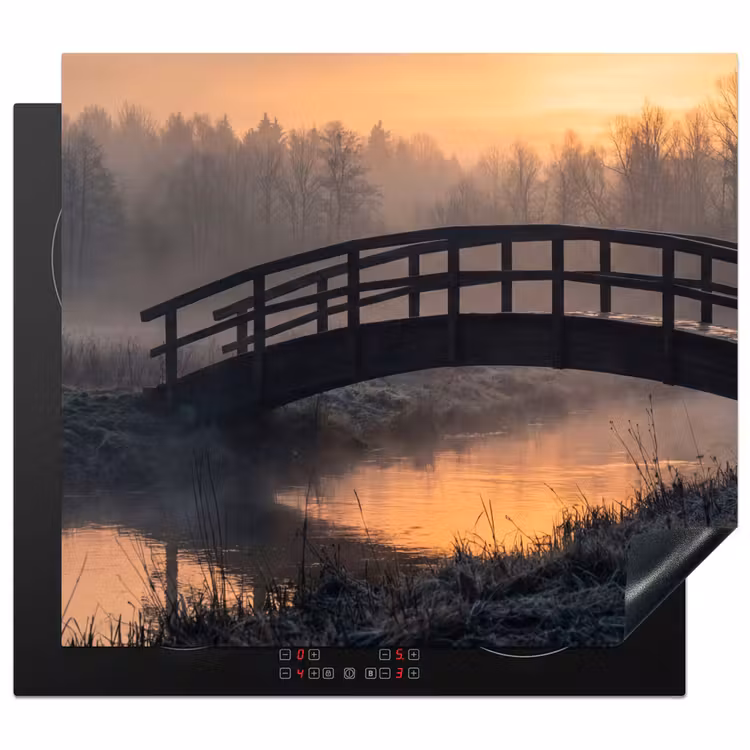 Protector de inducción - Puente - Niebla - Árboles - Agua — 1