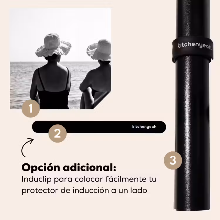 Protector de inducción - Mujer - Sombrero para el sol - Playa - Negro - Blanco — 8