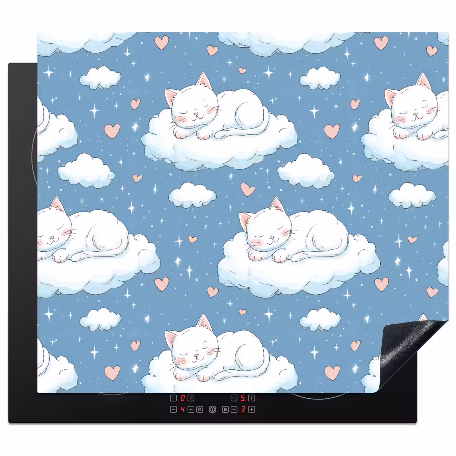 Protector de inducción - Gatito - Nubes - Azul — 1