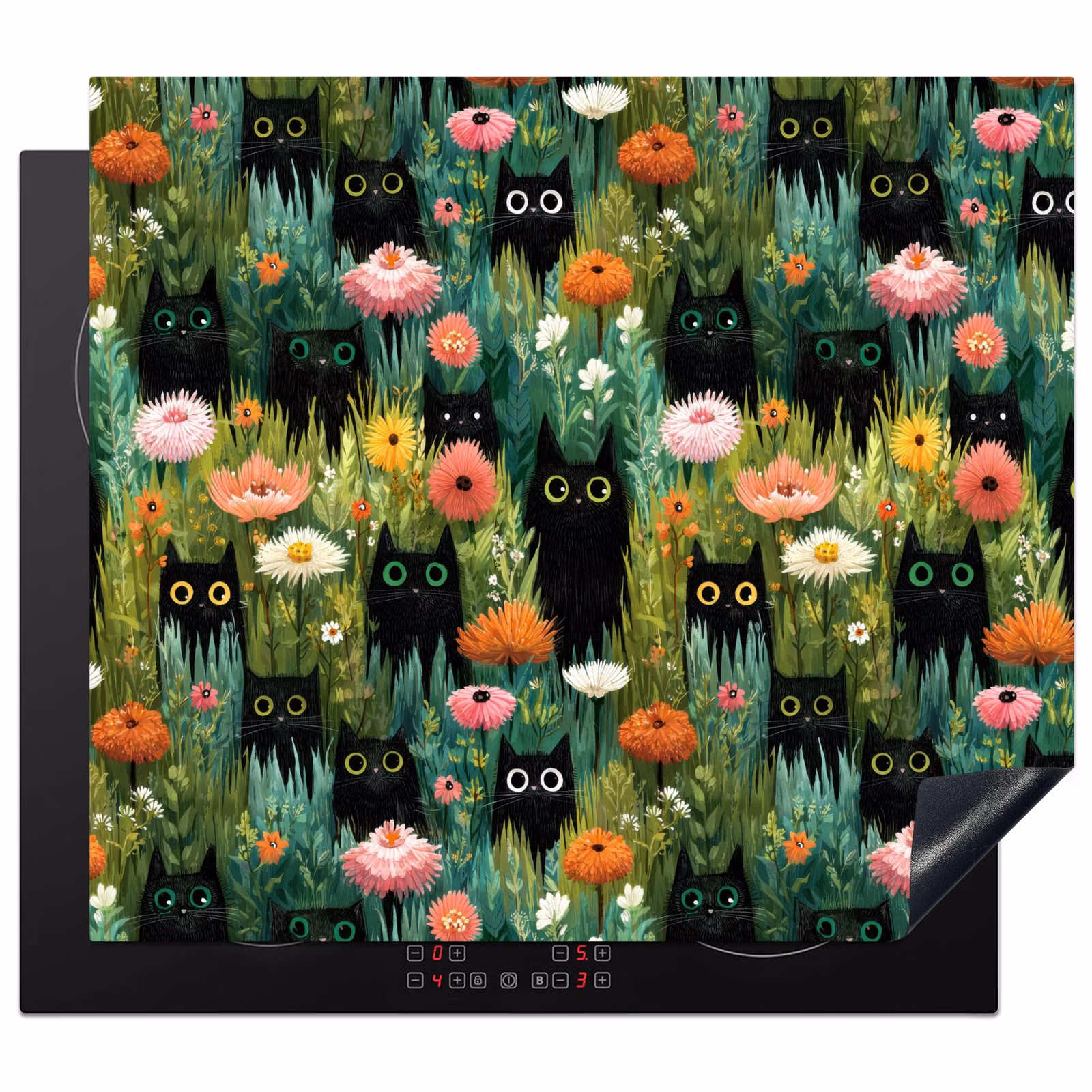 Protector de inducción - Gatos - Flores - Colorido — 1