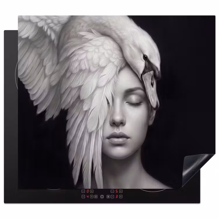 Protector de inducción - Retrato - Cisne - Blanco y negro — 1