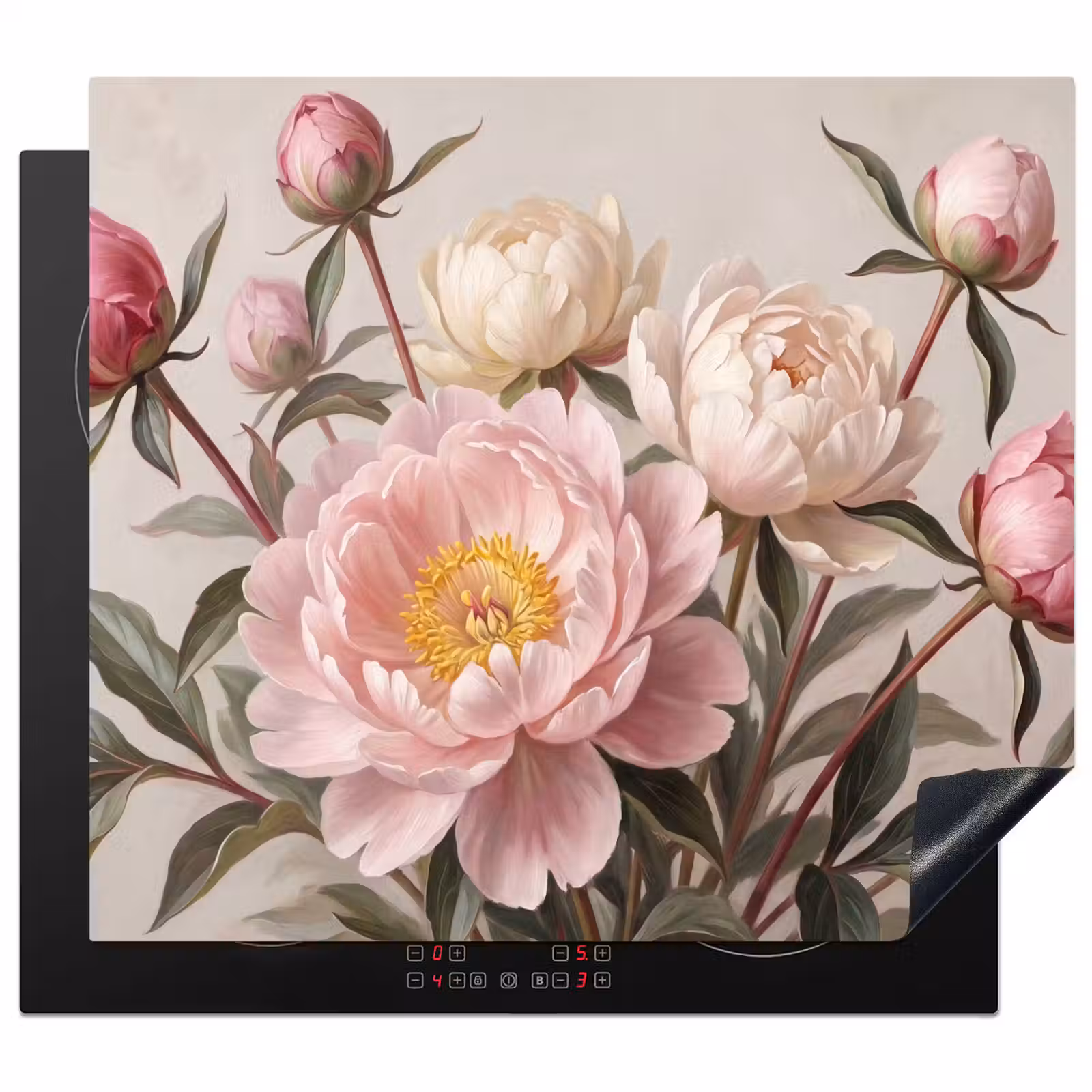 Protector de inducción - Peonias - Ramo - Rosa — 1