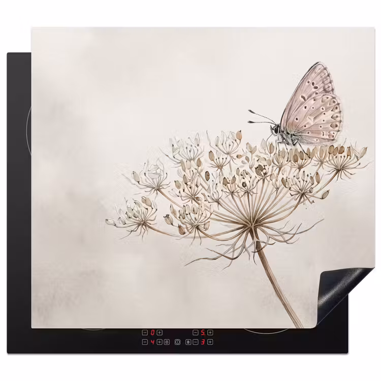 Protector de inducción - Mariposa - Flor - Naturaleza - Beige — 1