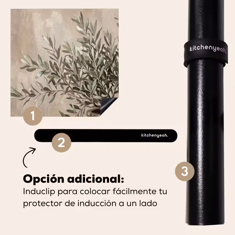 Protector de inducción - Planta de olivo - Maceta de barro - Abstracto - Beige — 8