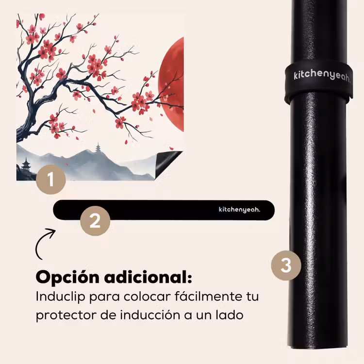Protector de inducción - Cerezo en flor - Oriental - Rojo — 8