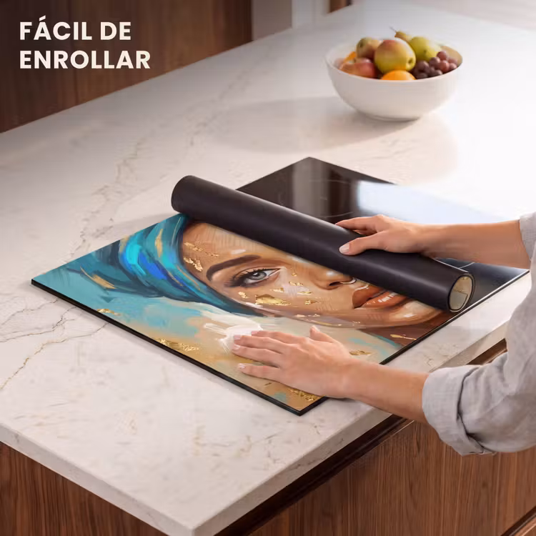 Protector de inducción - Retrato - Mujer - Pintura - Azul - Oro - Expresivo — 7