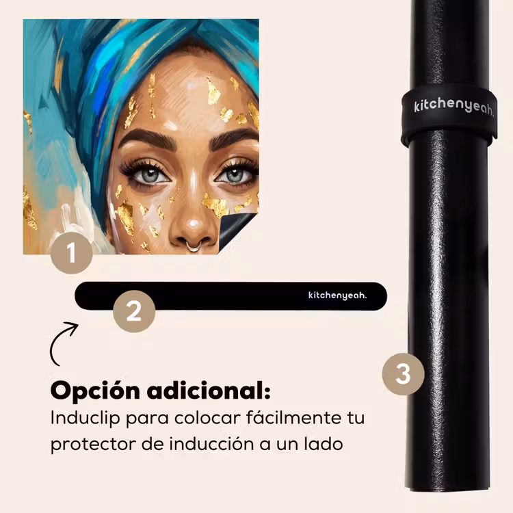 Protector de inducción - Retrato - Mujer - Pintura - Azul - Oro - Expresivo — 8