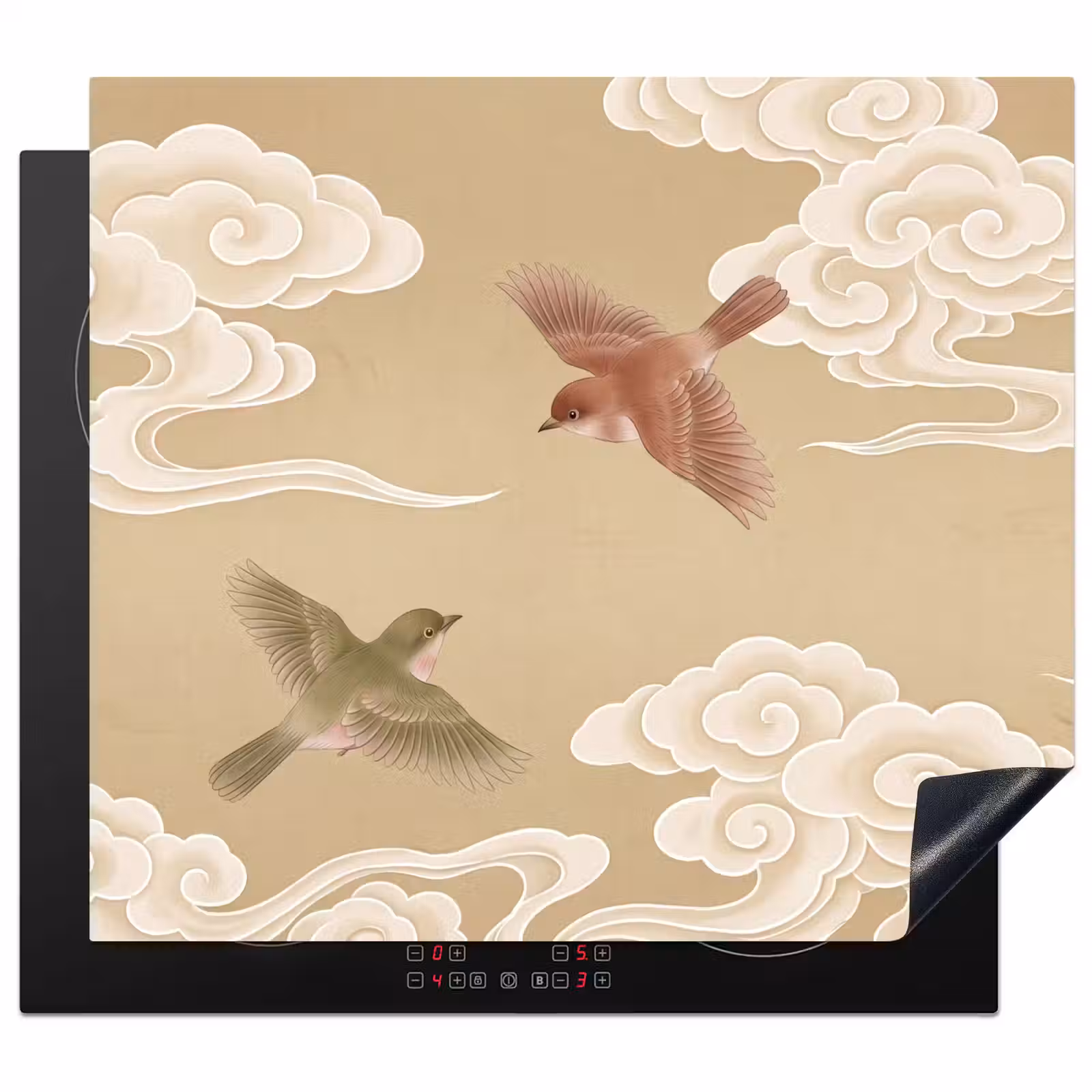 Protector de inducción - Pájaros - Moscas - Beige — 1