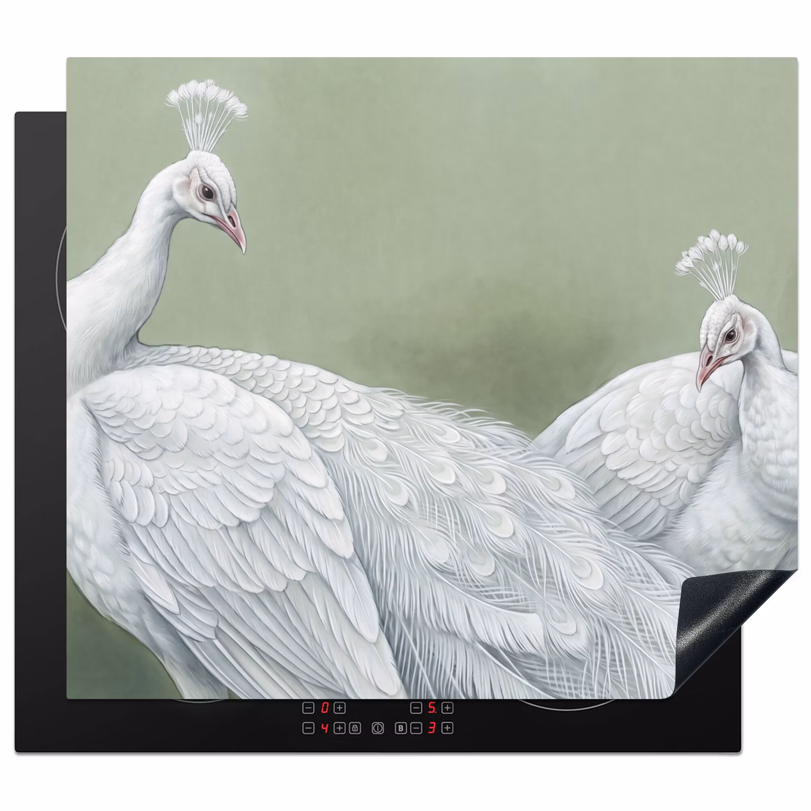 Protector de inducción - Pavos reales - Blanco - Naturaleza - Verde — 1