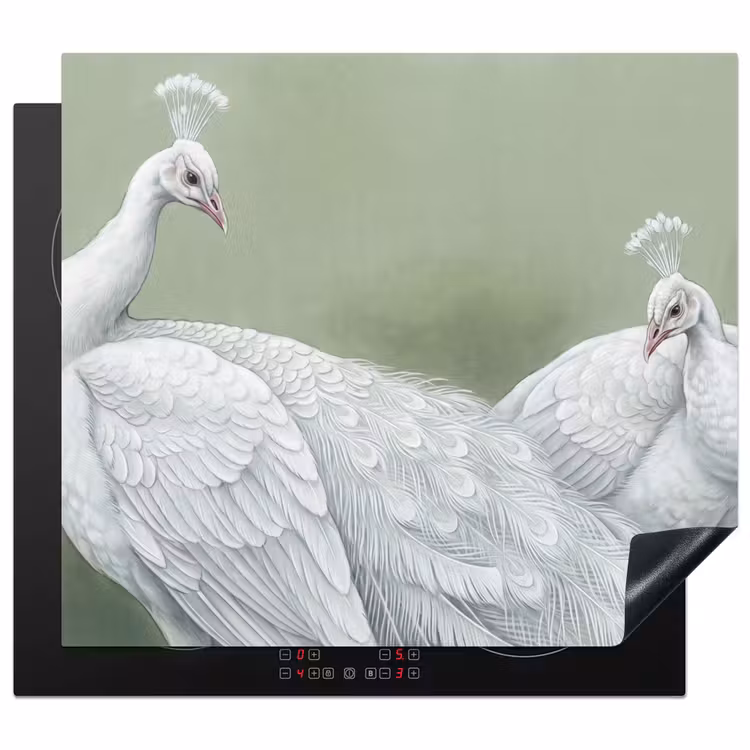 Protector de inducción - Pavos reales - Blanco - Naturaleza - Verde — 1