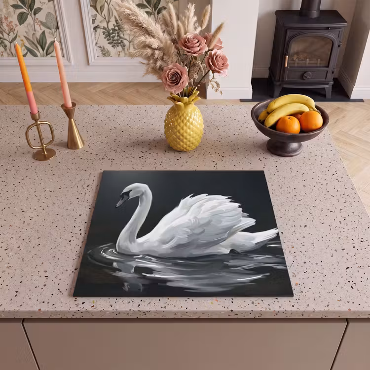 Protector de inducción - Cisne - Agua - Naturaleza - Realista - Blanco — 3