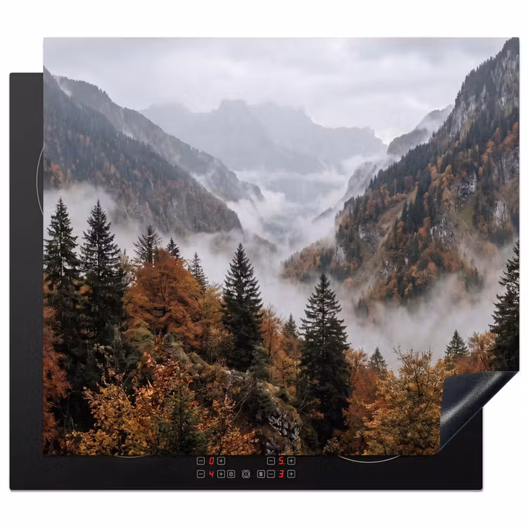 Protector de inducción - Montañas - Valle - Niebla - Otoño - Naturaleza — 1
